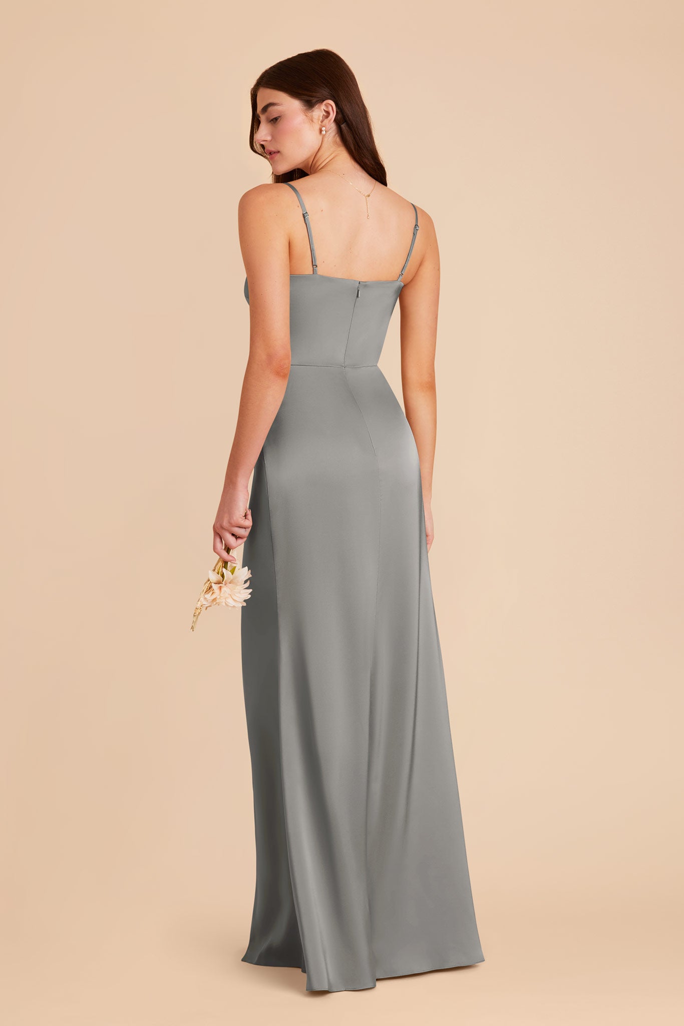 Silver Jennifer Matte Satin Dress by Birdy Grey