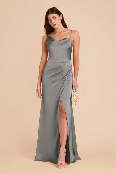 Silver Jennifer Matte Satin Dress by Birdy Grey