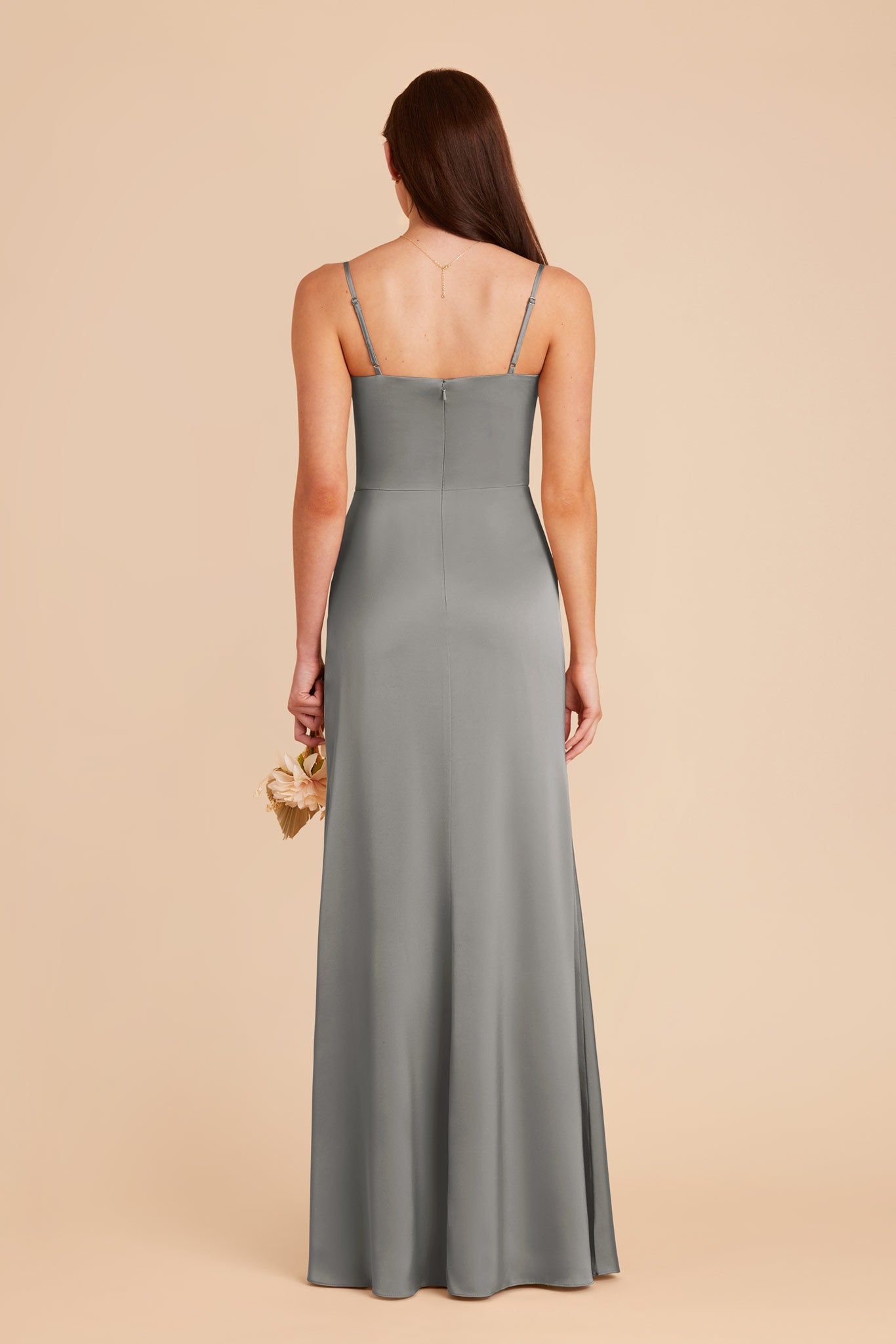 Silver Jennifer Matte Satin Dress by Birdy Grey