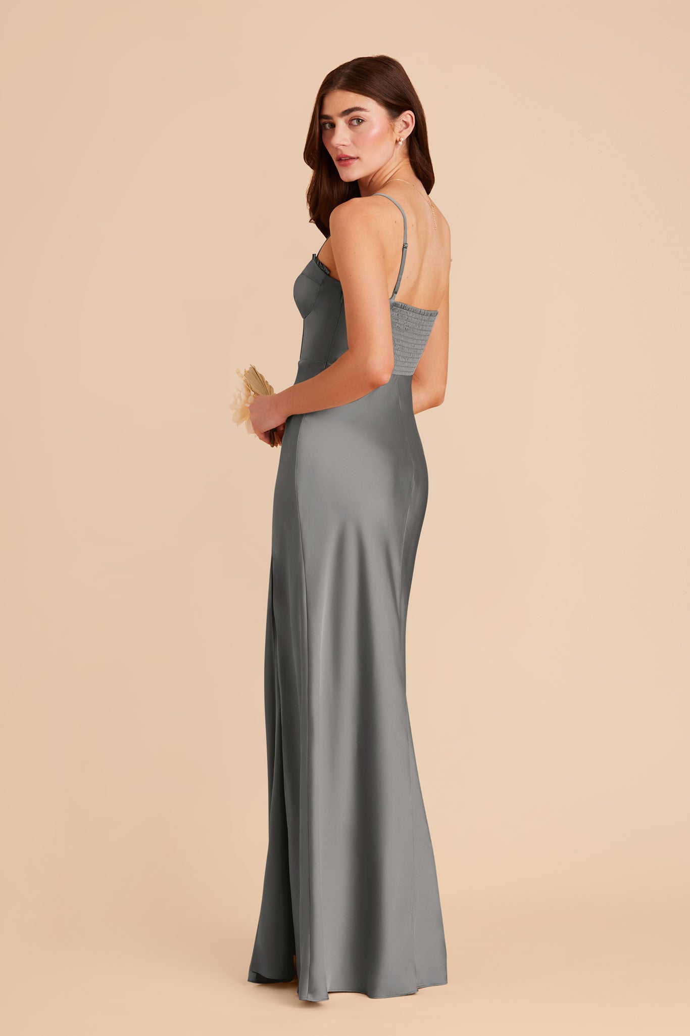 Silver Jessica Matte Satin Dress by Birdy Grey