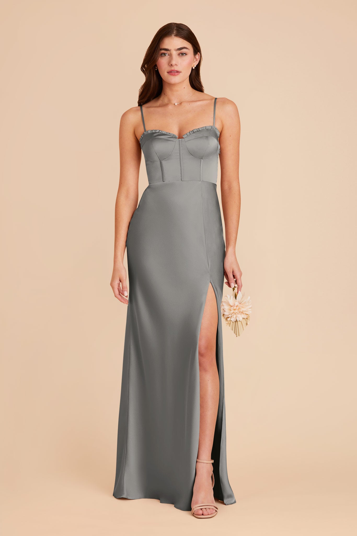 Silver Jessica Matte Satin Dress by Birdy Grey