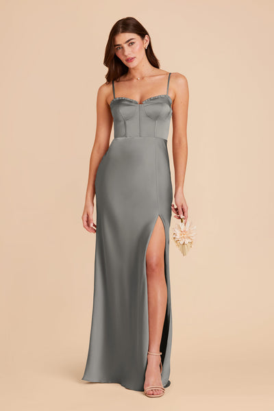 Silver Jessica Matte Satin Dress by Birdy Grey