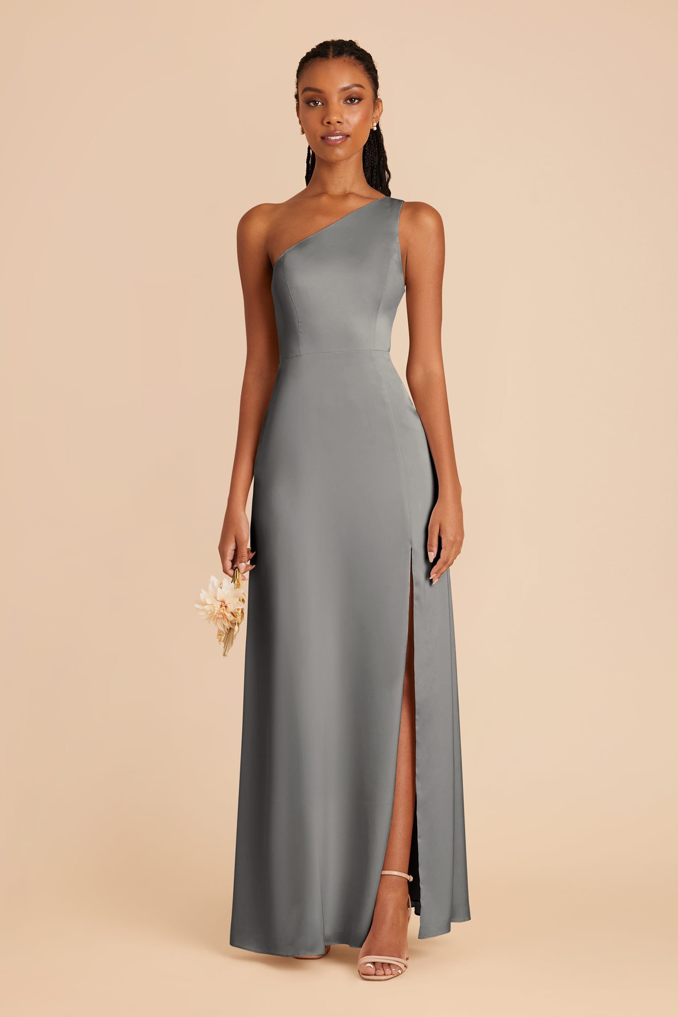 Silver Kira Matte Satin Dress by Birdy Grey