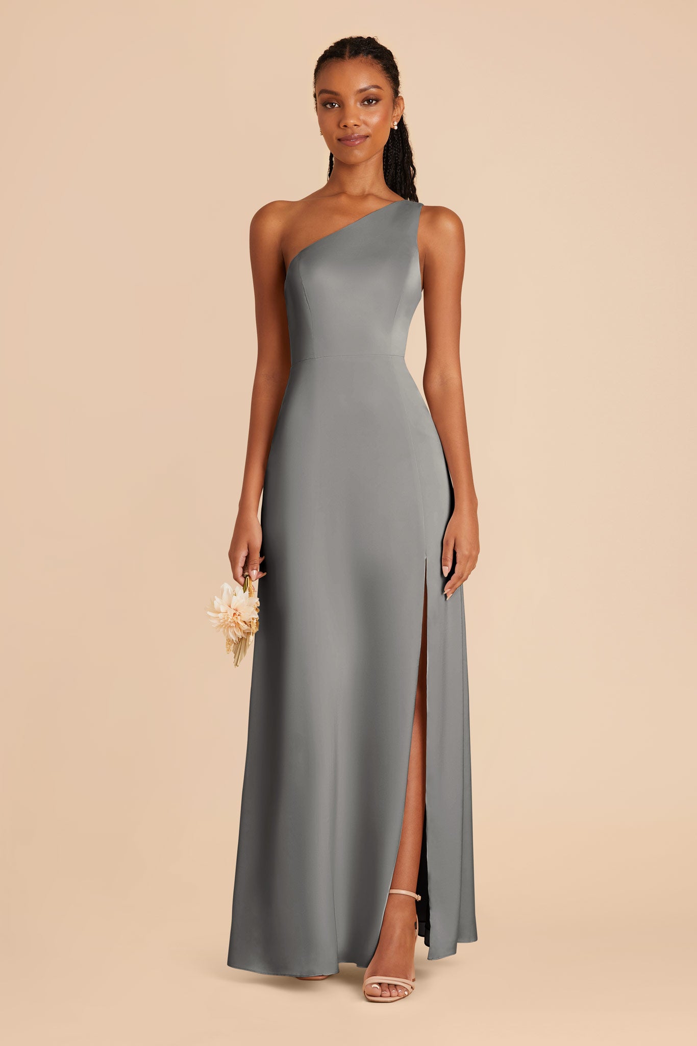 Silver Kira Matte Satin Dress by Birdy Grey