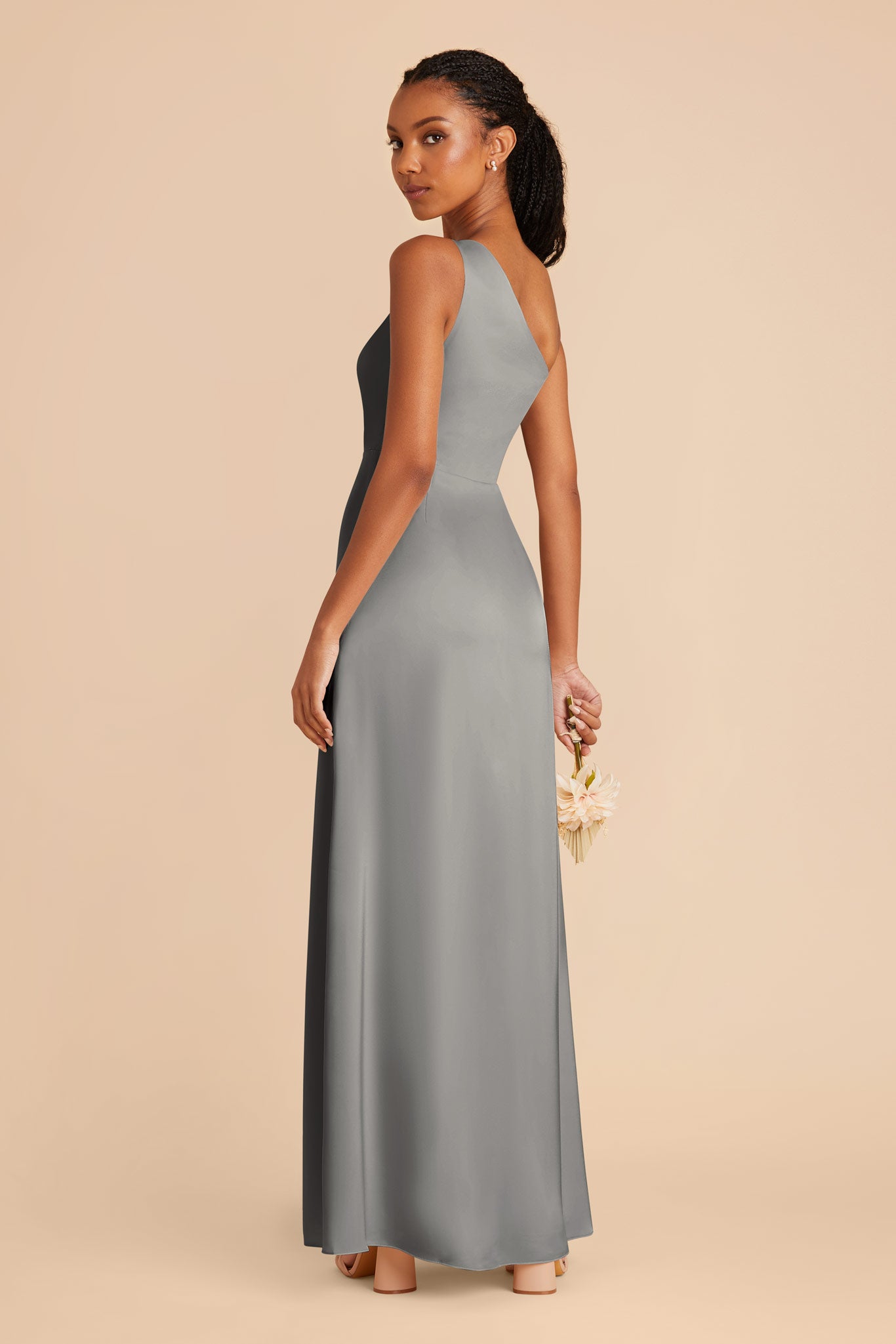 Silver Kira Matte Satin Dress by Birdy Grey