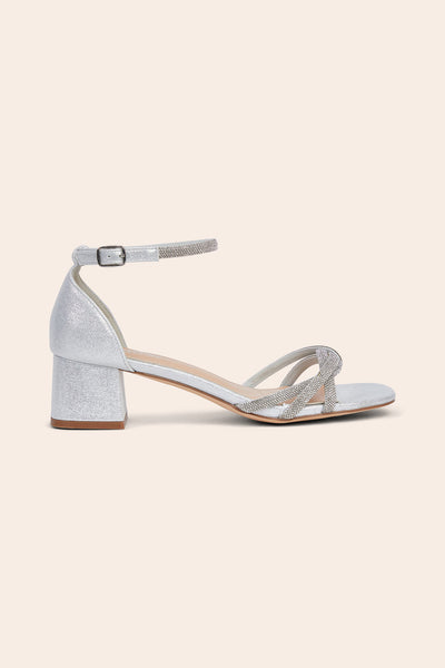 Silver Leighton Low Block Heel by Birdy Grey