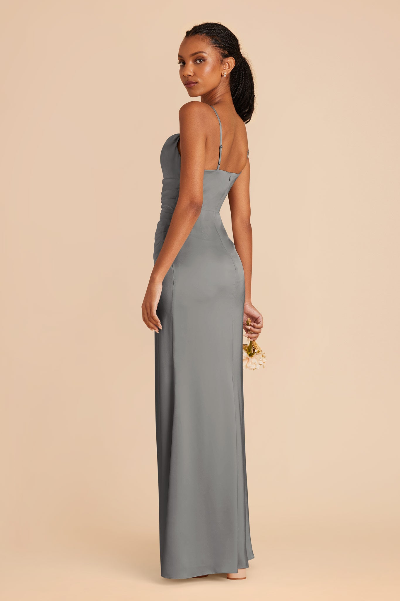 Silver Lydia Matte Satin Dress by Birdy Grey