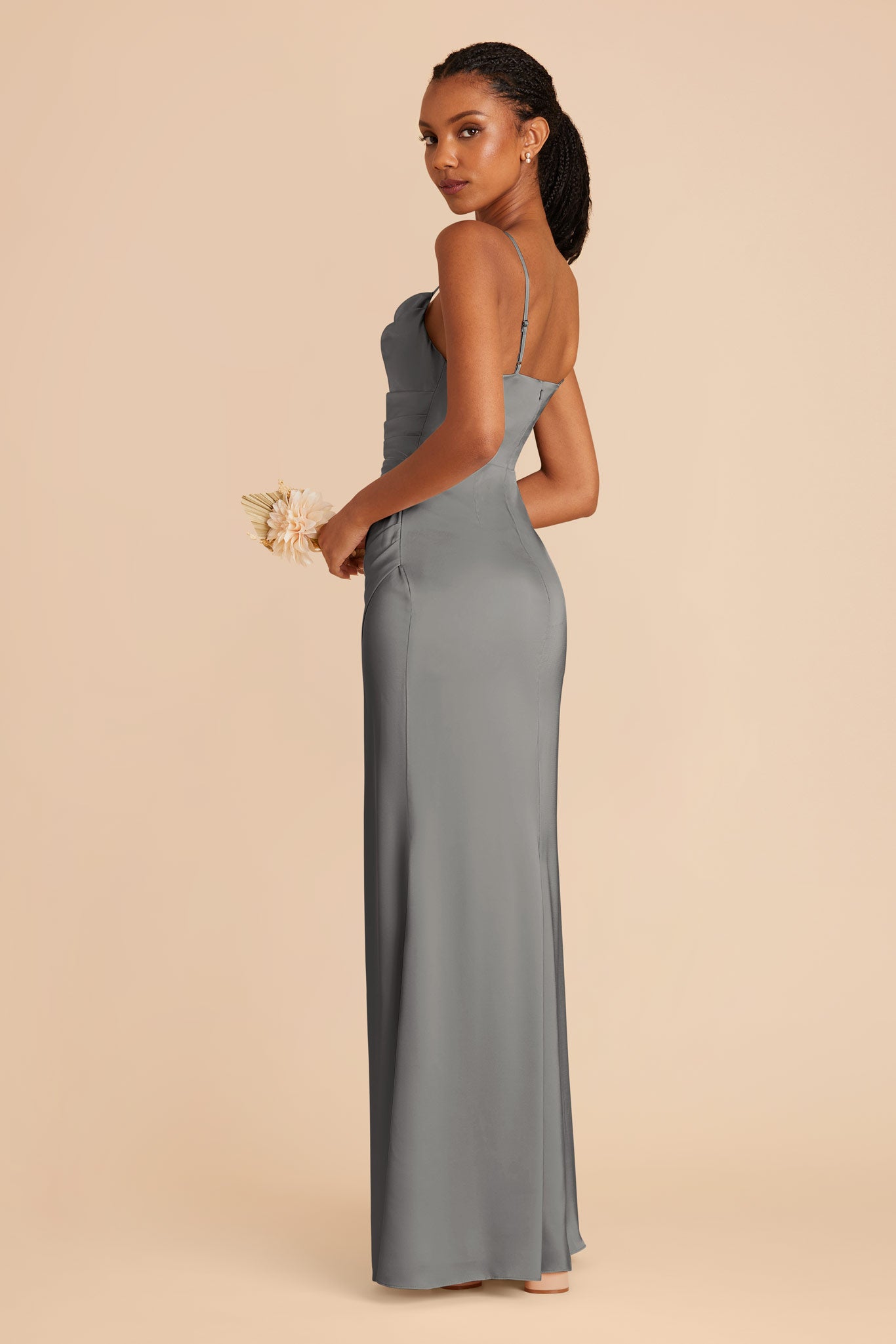 Silver Lydia Matte Satin Dress by Birdy Grey