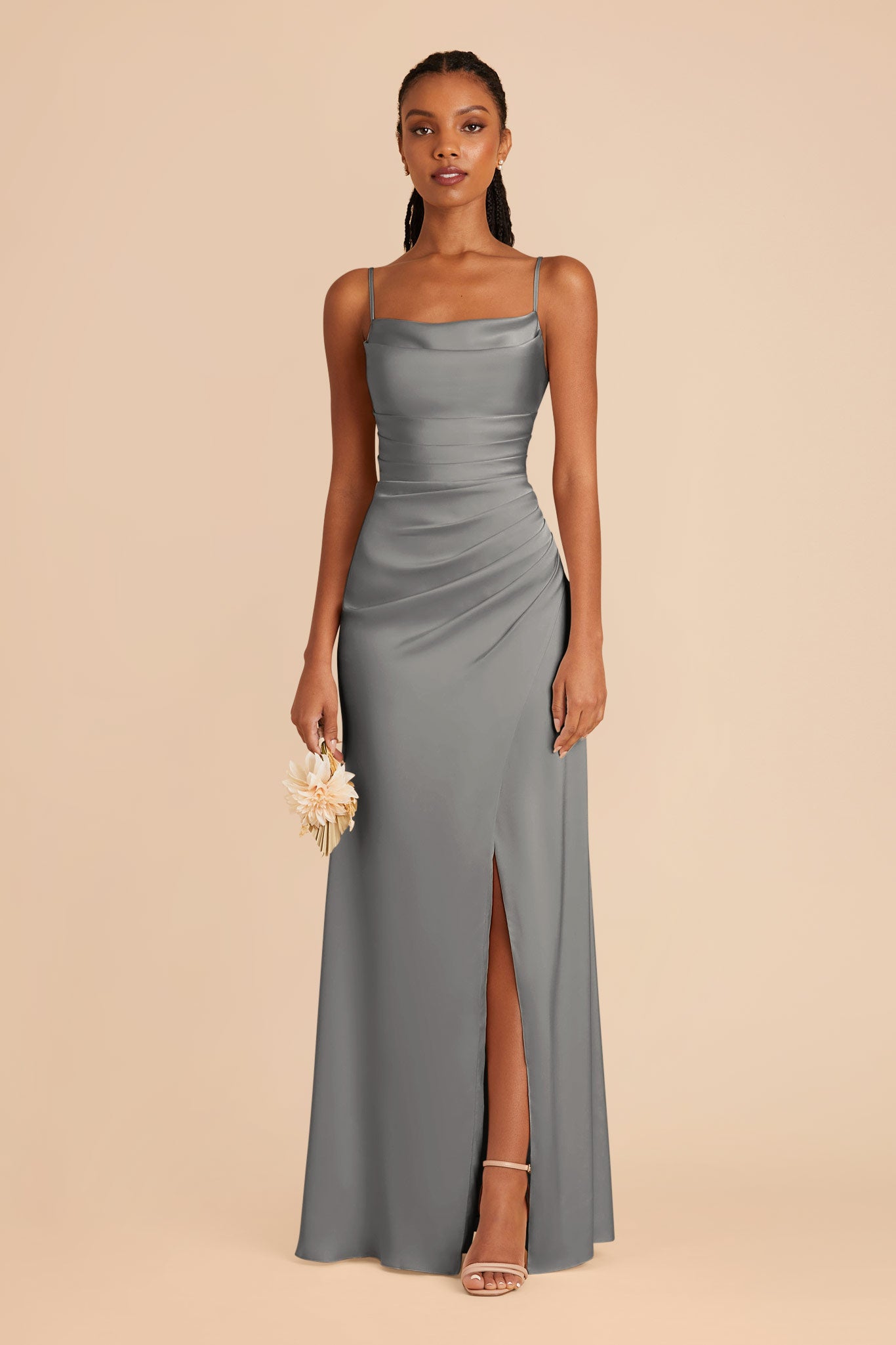 Silver Lydia Matte Satin Dress by Birdy Grey