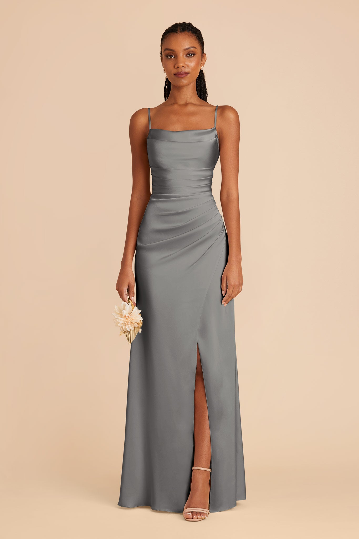 Silver Lydia Matte Satin Dress by Birdy Grey