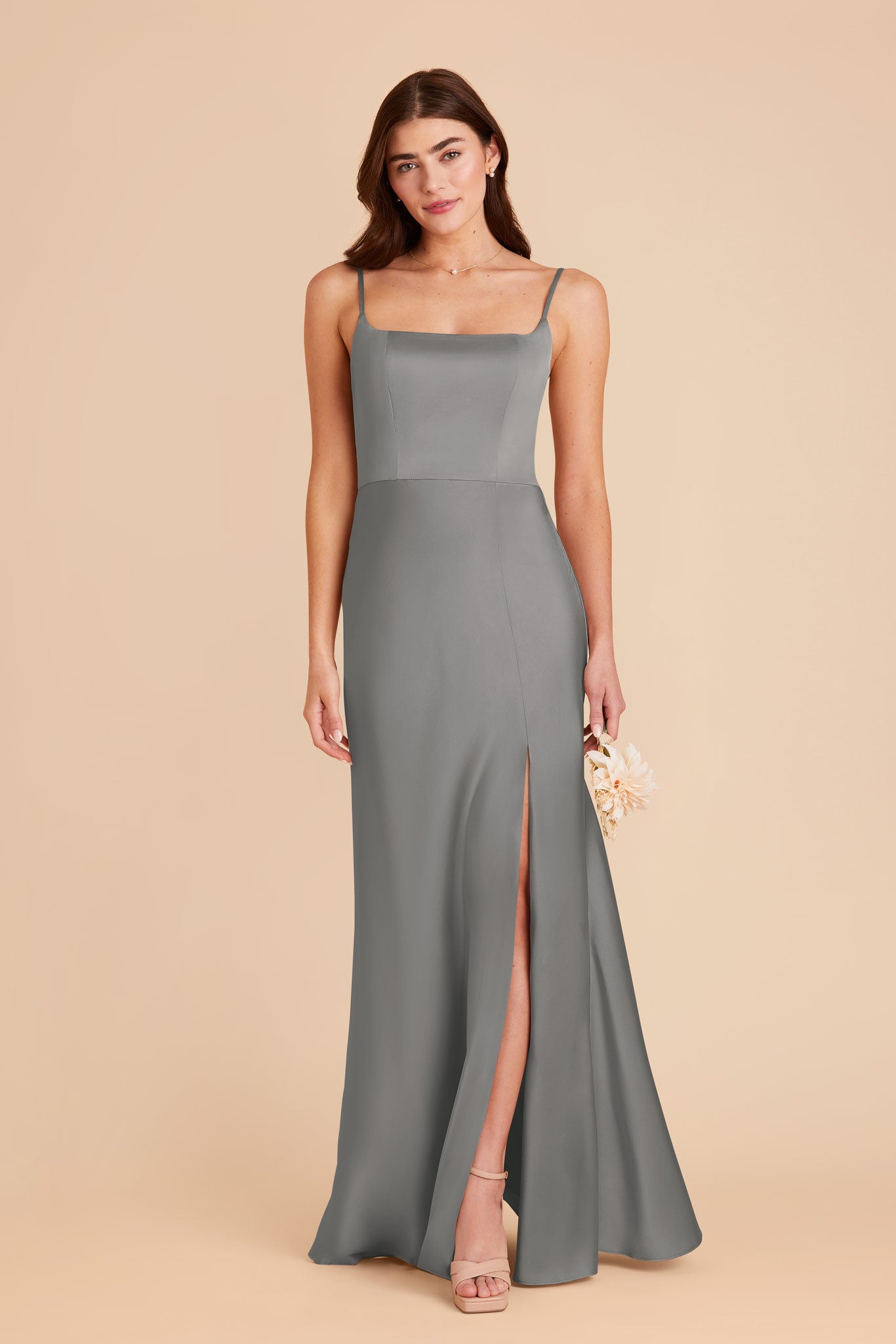 Silver Mai Matte Satin Dress by Birdy Grey