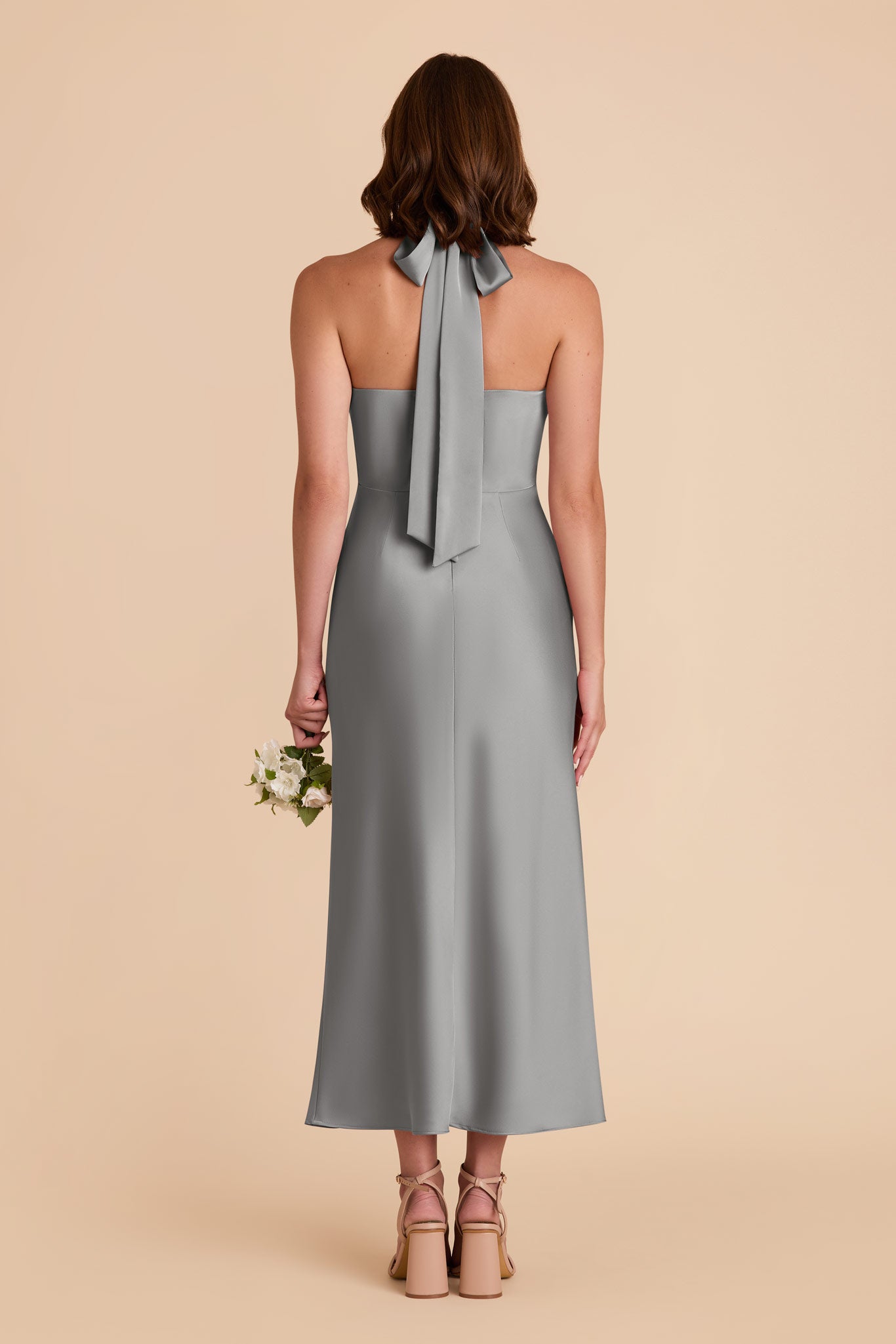 Silver Monique Matte Satin Dress by Birdy Grey