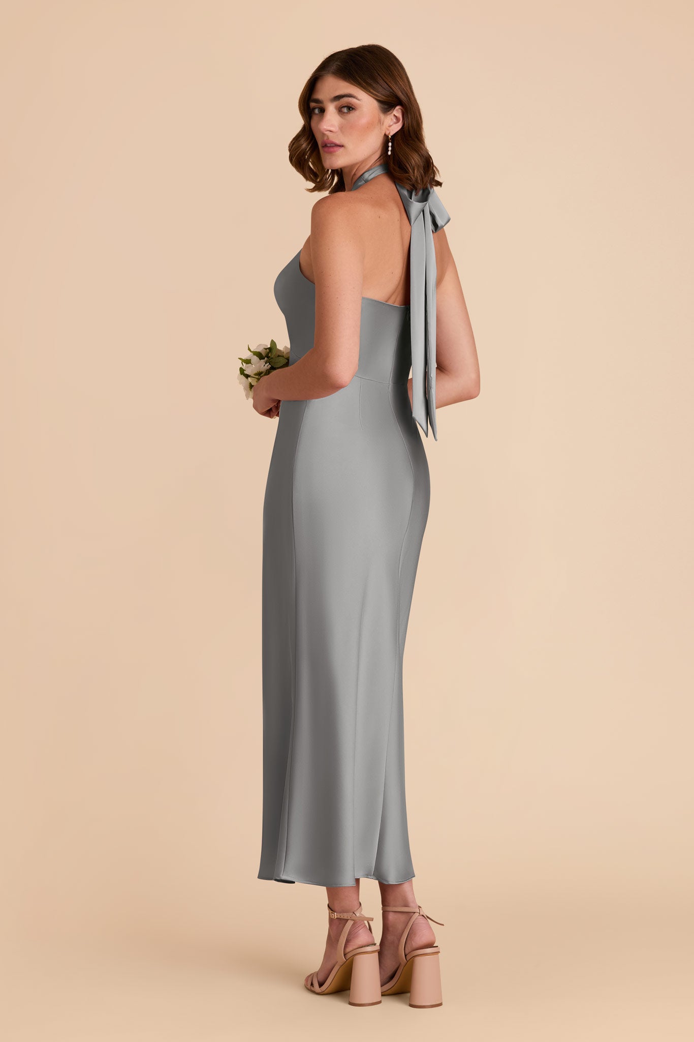 Silver Monique Matte Satin Dress by Birdy Grey