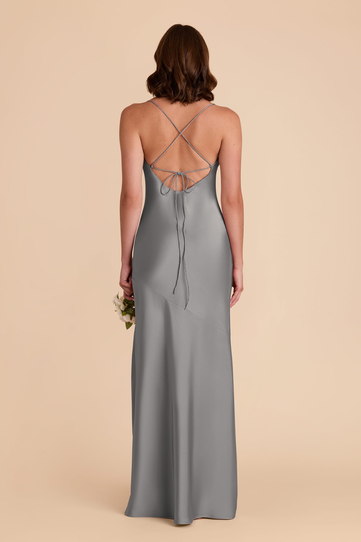 Silver Olivia Matte Satin Dress by Birdy Grey