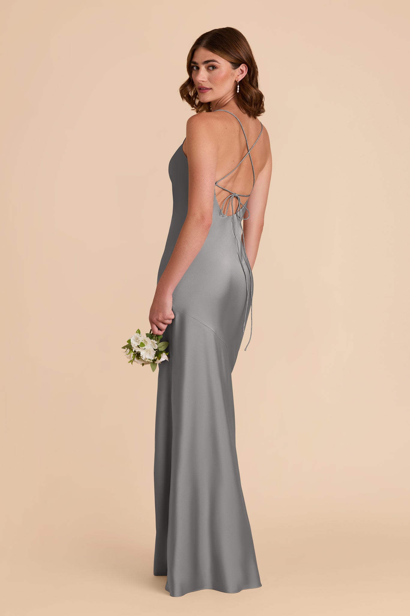 Silver Olivia Matte Satin Dress by Birdy Grey