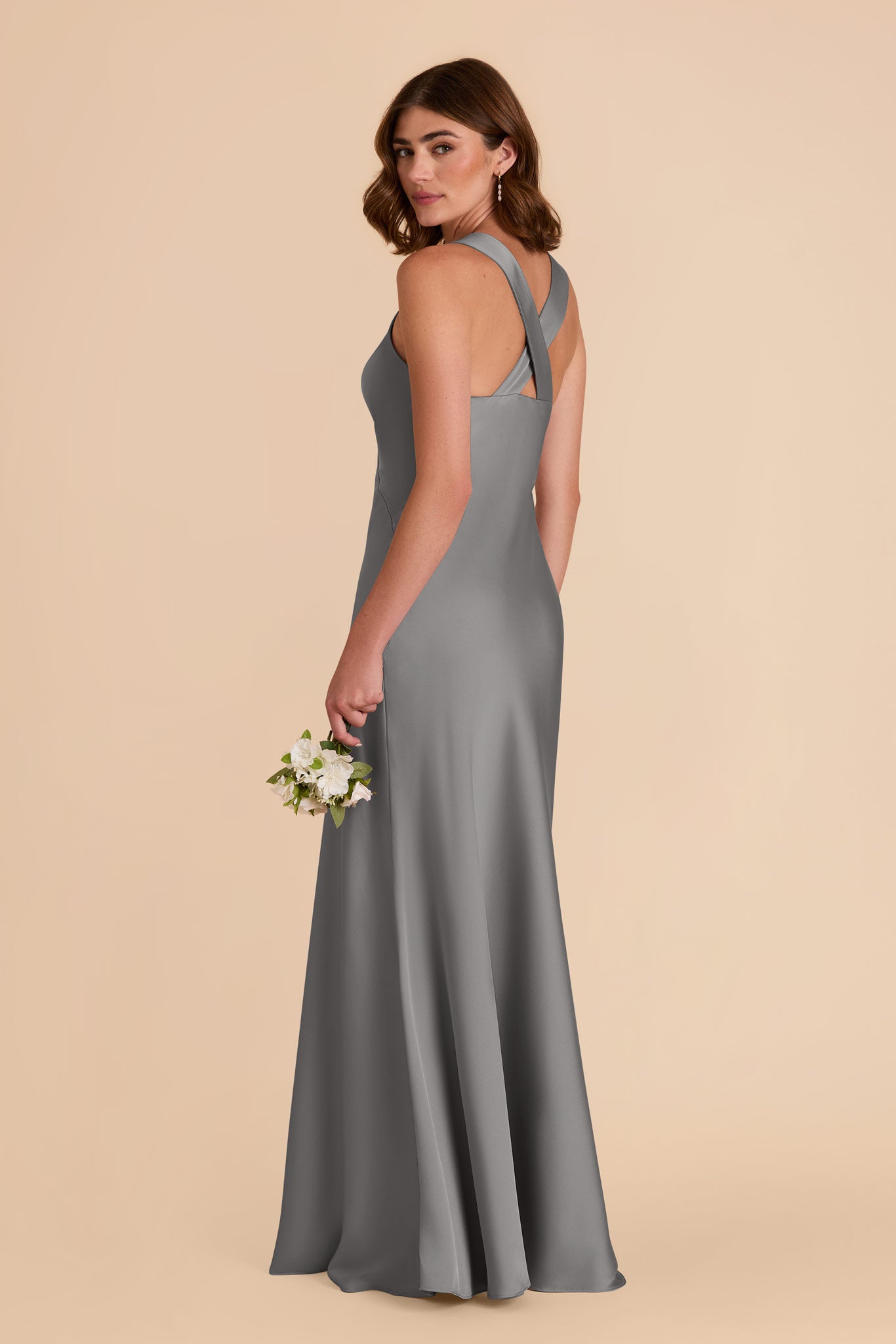 Silver Veronica Matte Satin Dress by Birdy Grey