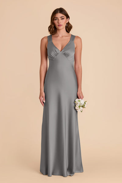 Silver Veronica Matte Satin Dress by Birdy Grey