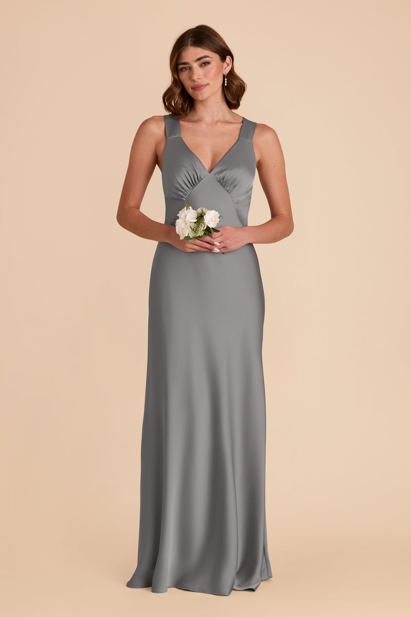 Silver Veronica Matte Satin Dress by Birdy Grey