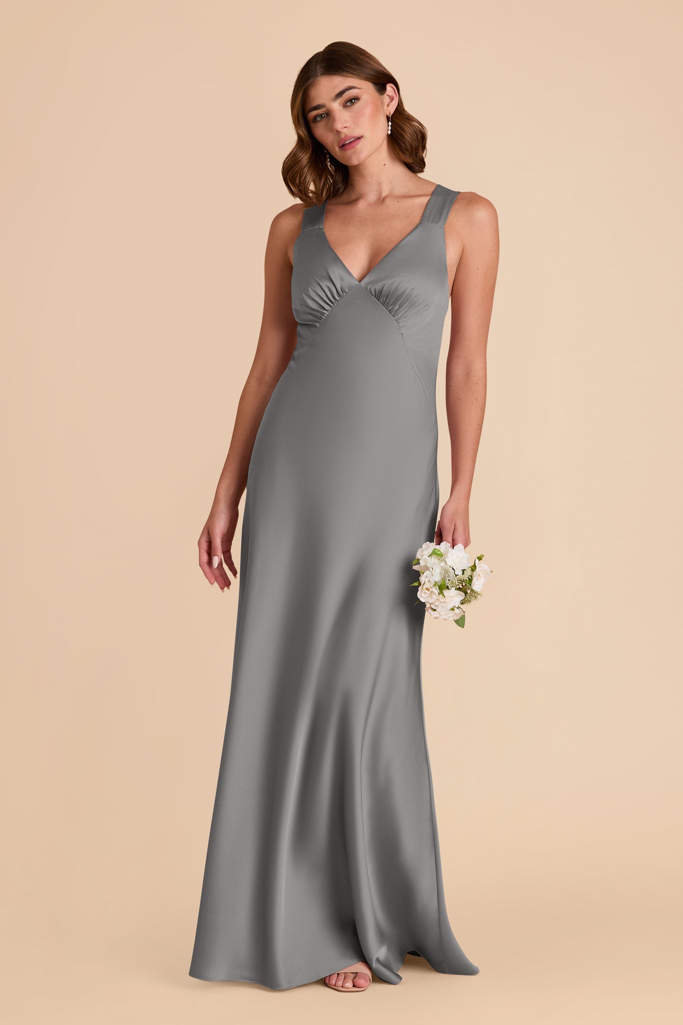 Silver Veronica Matte Satin Dress by Birdy Grey