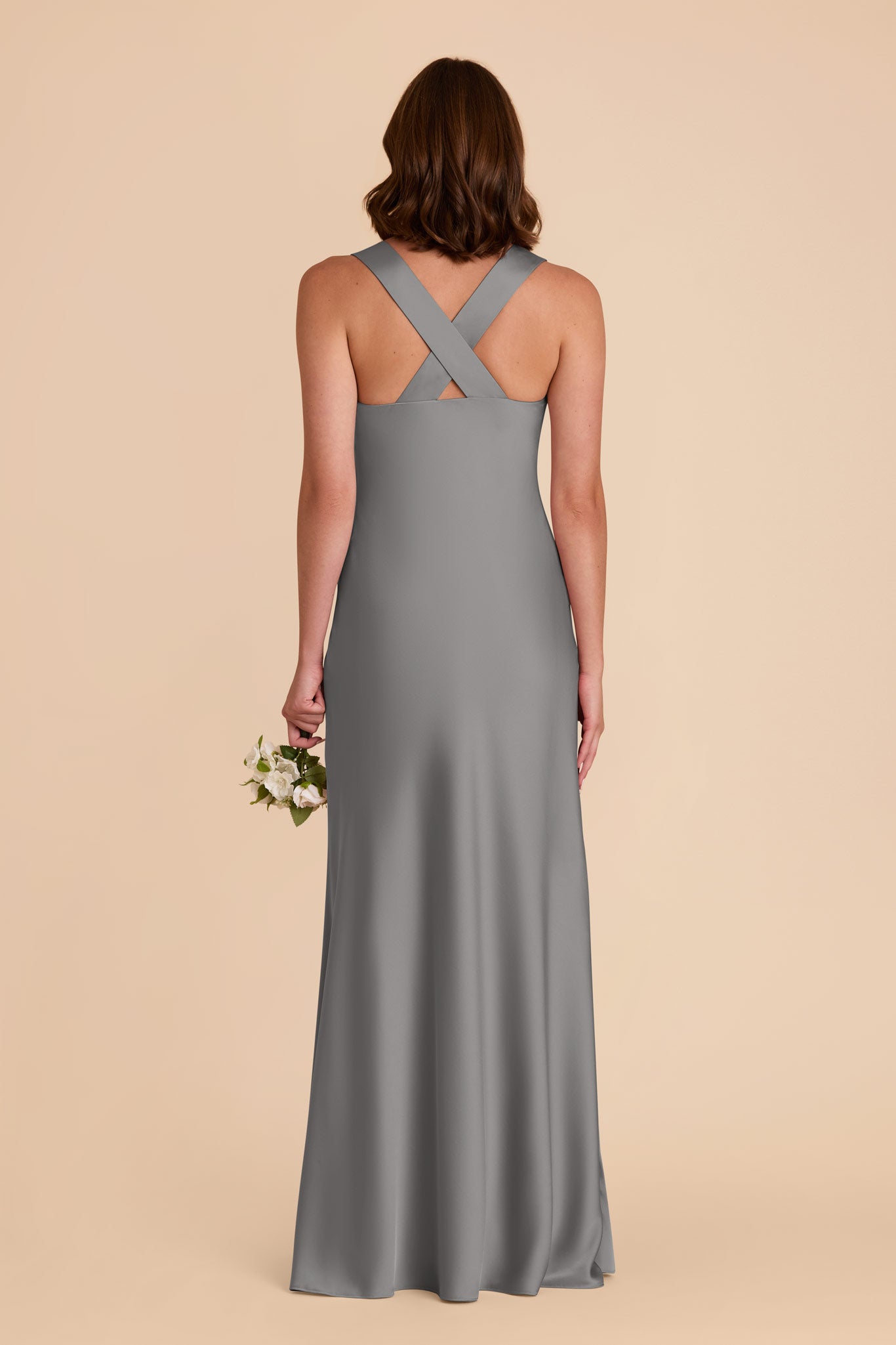 Silver Veronica Matte Satin Dress by Birdy Grey