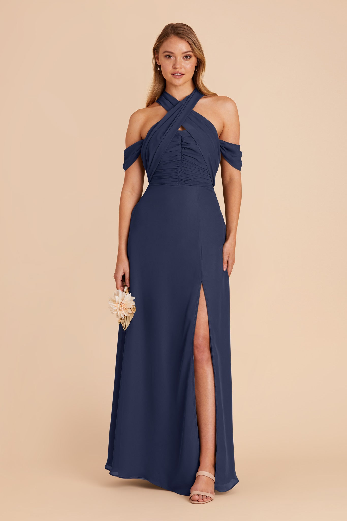 Slate Blue Cara Chiffon Dress by Birdy Grey