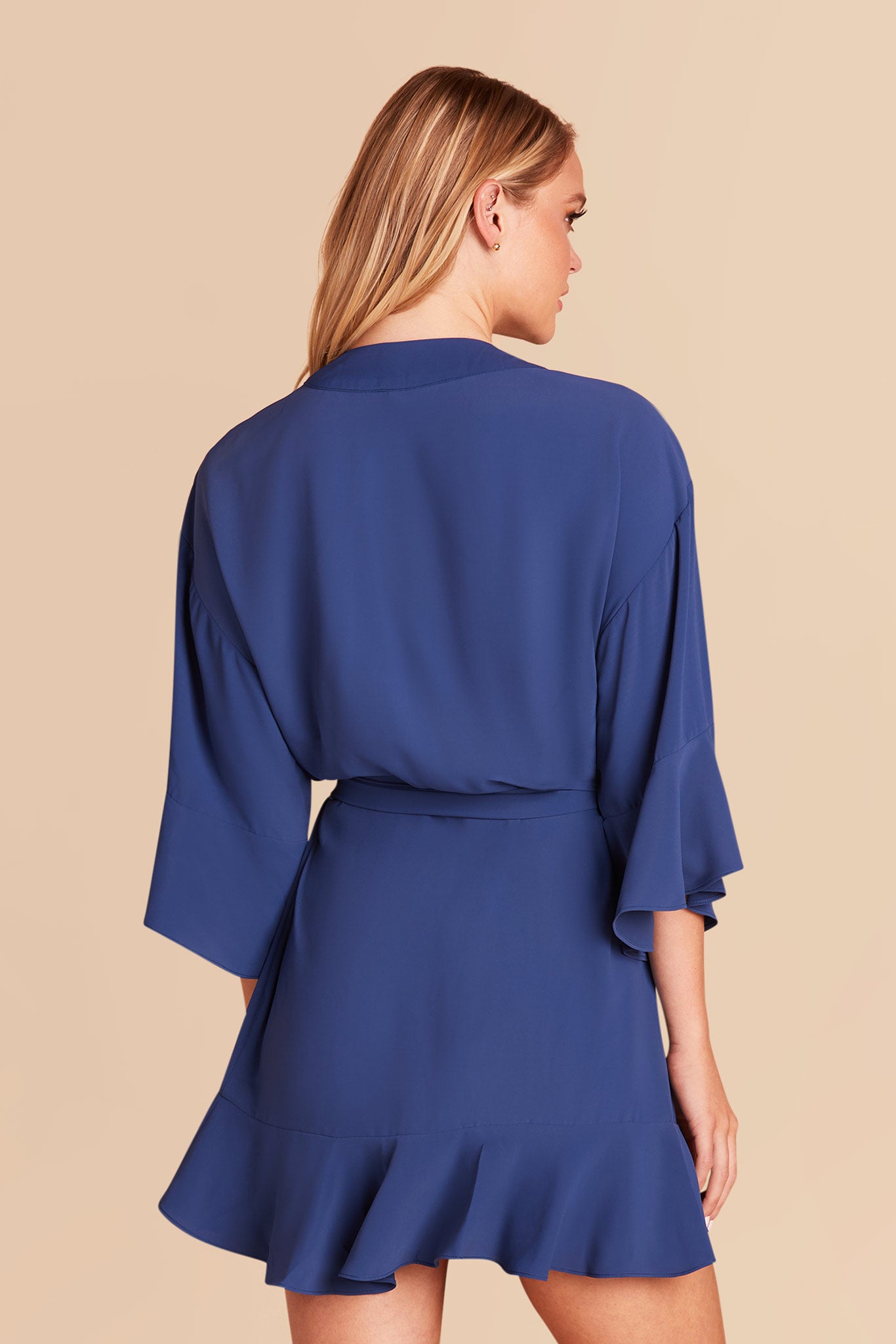 Slate Blue Kenny Ruffle Robe by Birdy Grey