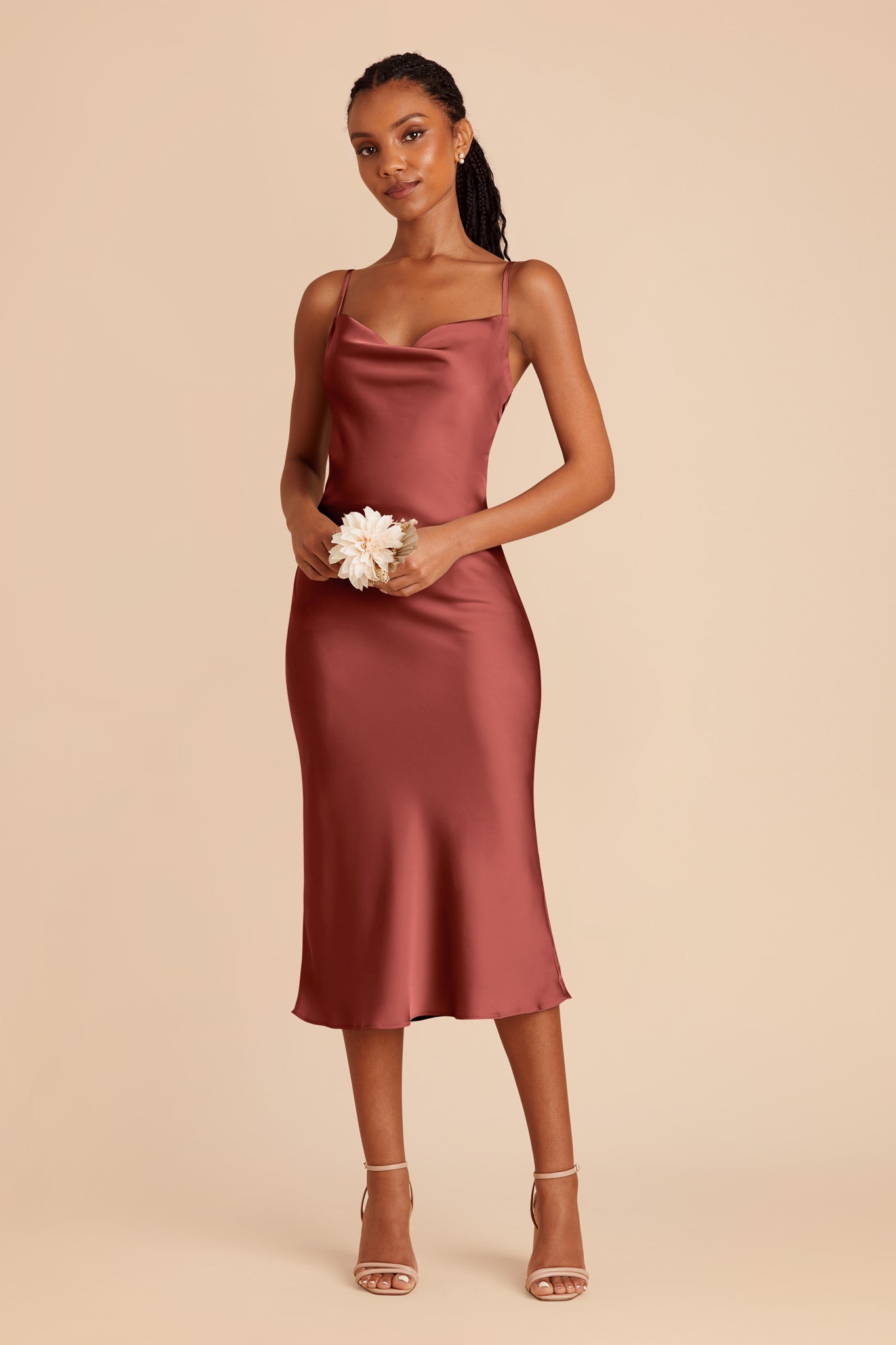 Spice Lisa Matte Satin Midi Dress by Birdy Grey