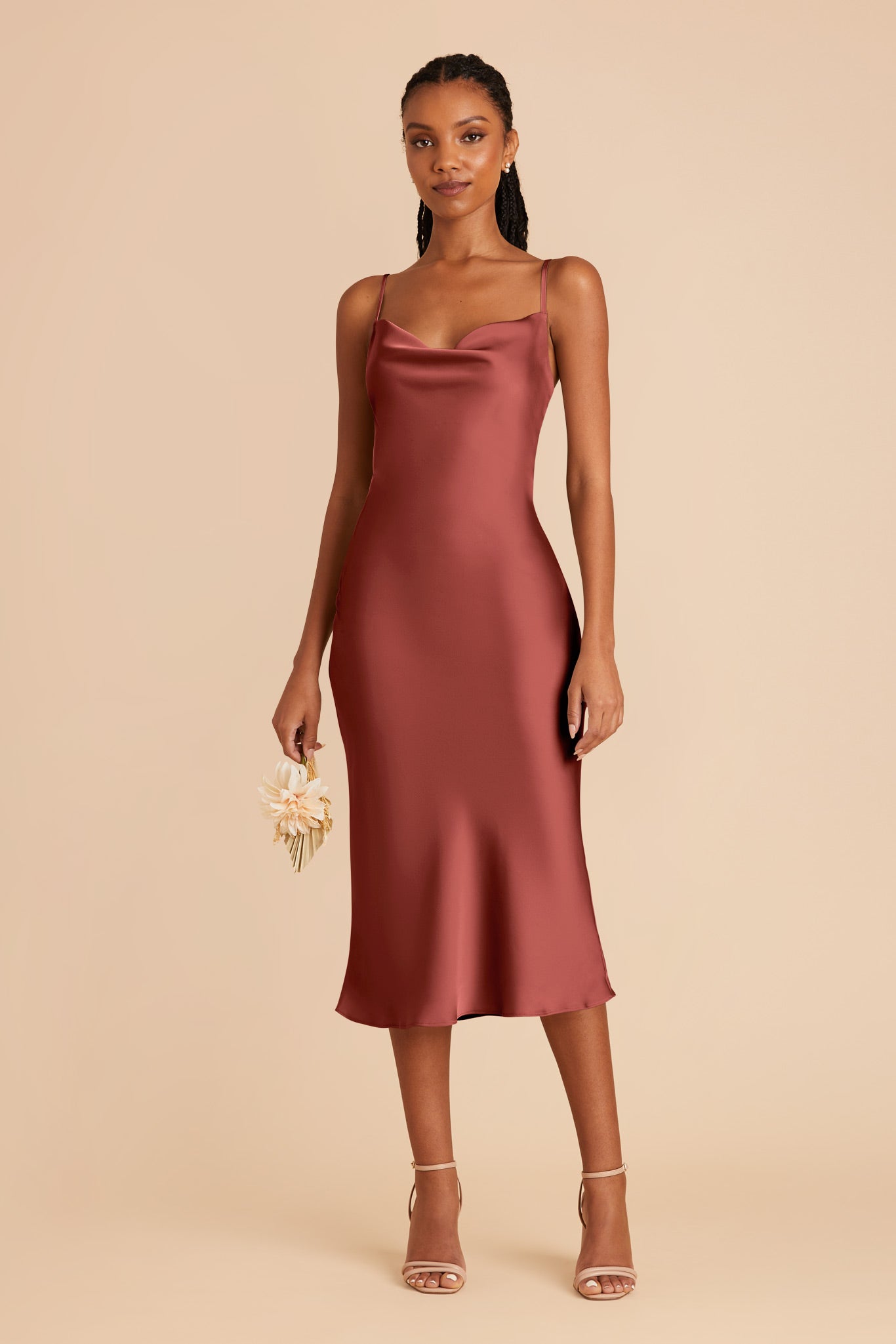 Spice Lisa Matte Satin Midi Dress by Birdy Grey