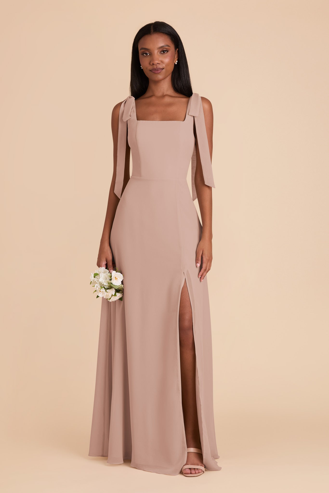 Taupe Alex Convertible Chiffon Dress by Birdy Grey