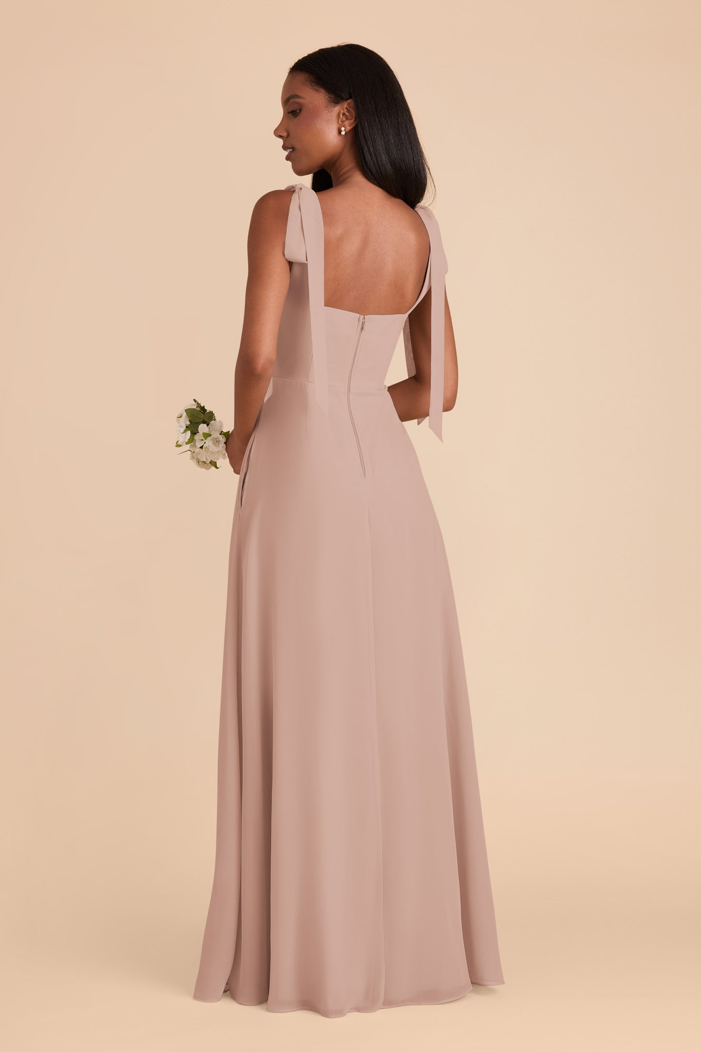 Taupe Alex Convertible Chiffon Dress by Birdy Grey