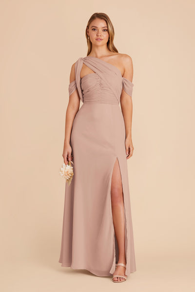 Taupe Cara Chiffon Dress by Birdy Grey