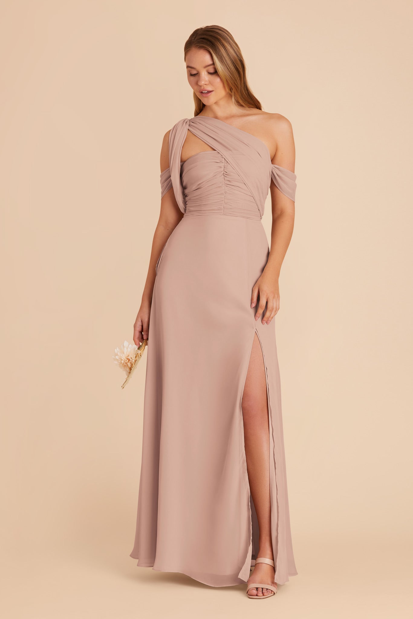 Taupe Cara Chiffon Dress by Birdy Grey