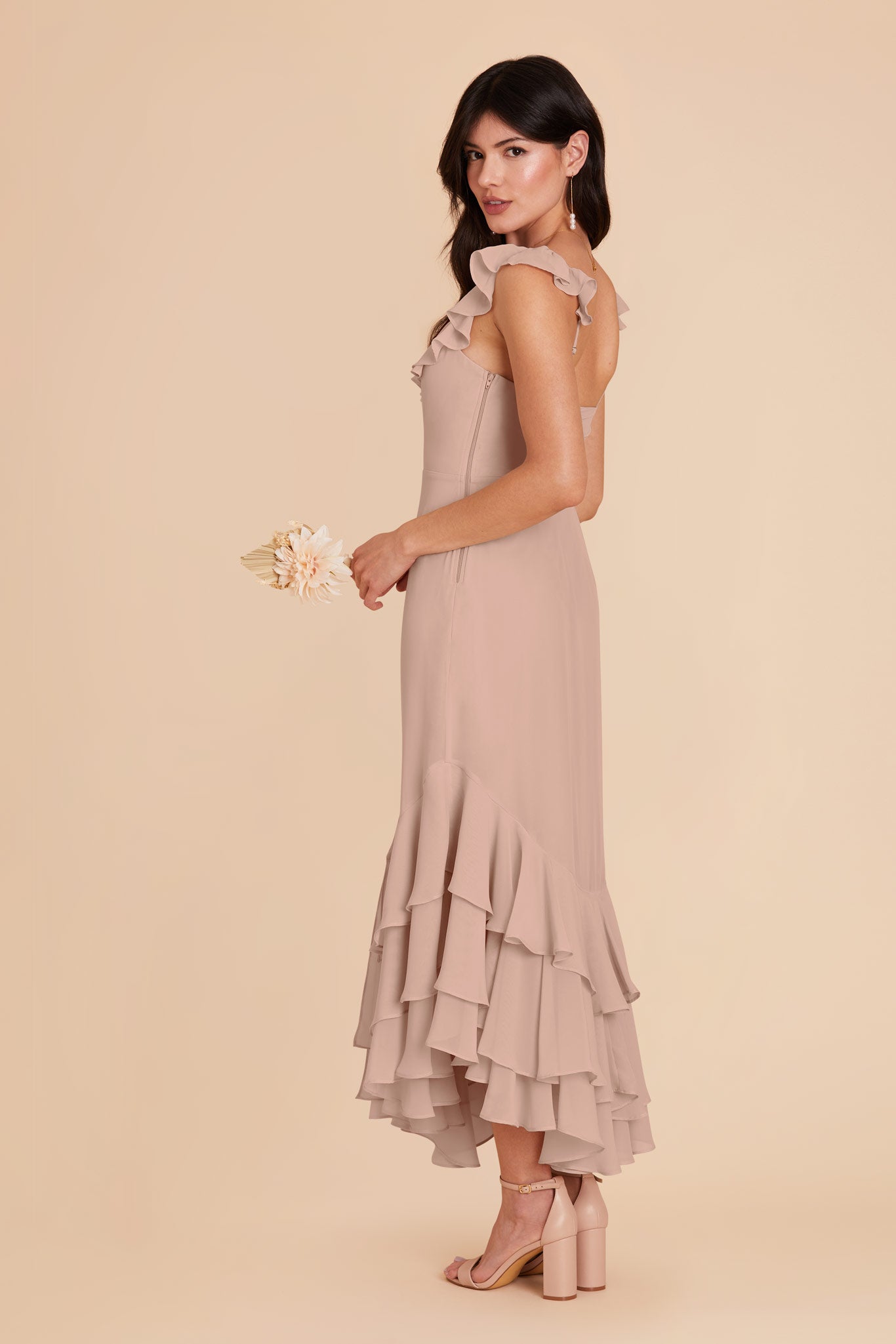 Taupe Ginny Chiffon Dress by Birdy Grey