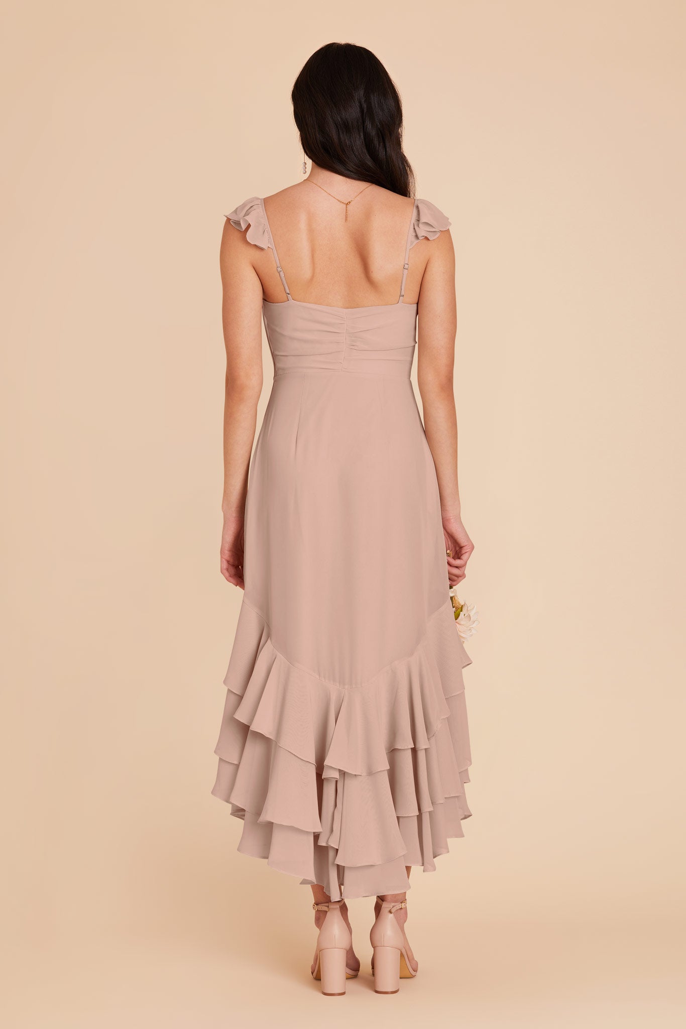 Taupe Ginny Chiffon Dress by Birdy Grey