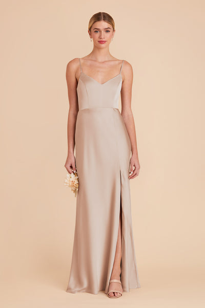 Taupe Jay Matte Satin Dress by Birdy Grey