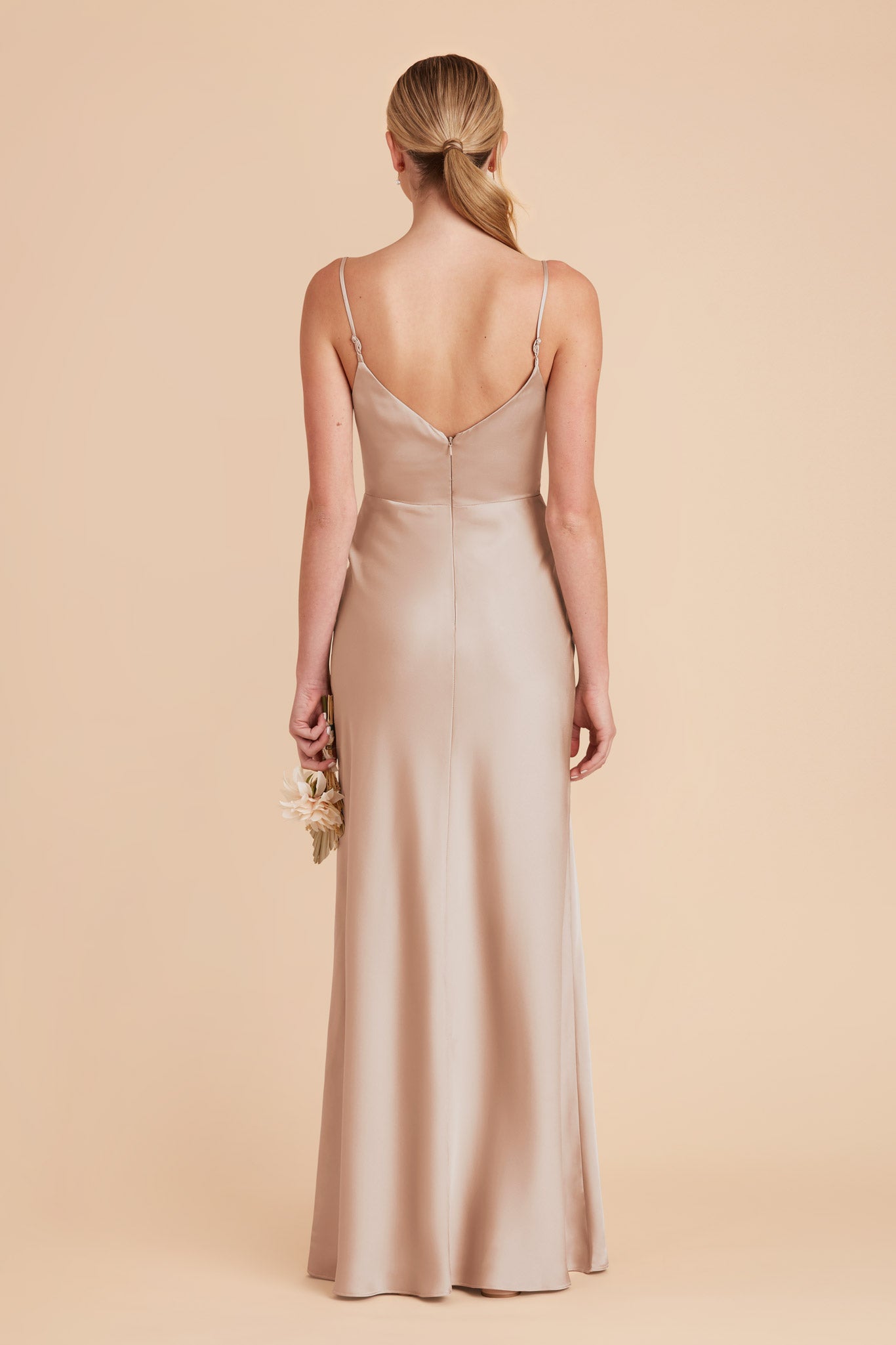 Taupe Jay Matte Satin Dress by Birdy Grey