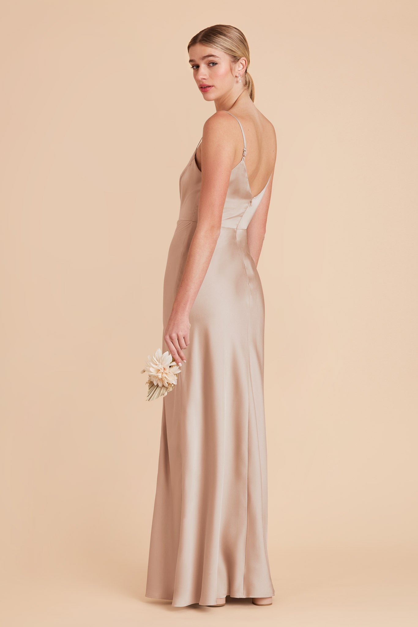 Taupe Jay Matte Satin Dress by Birdy Grey