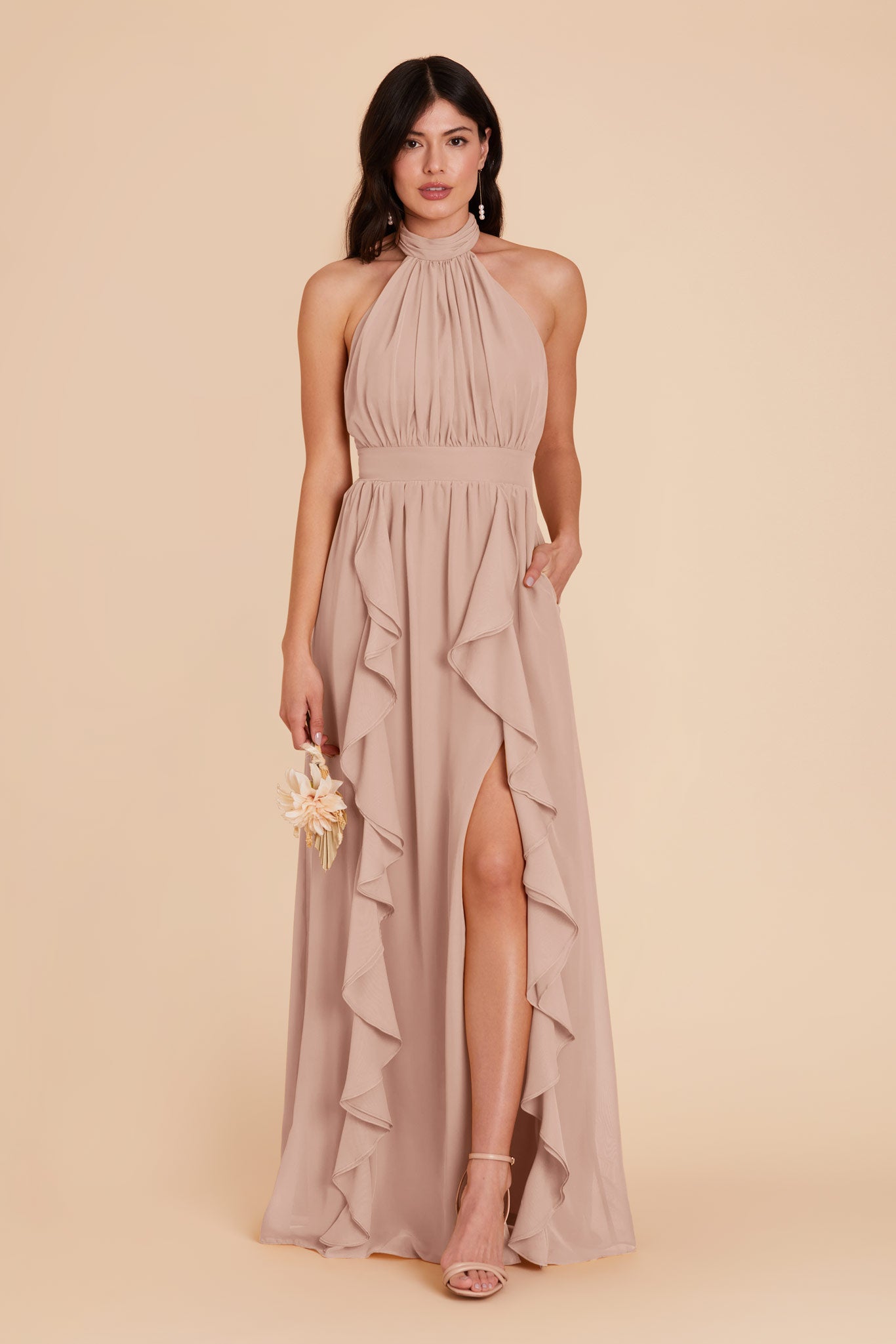 Birdy Grey Doris Dress in Chiffon Taupe Bridesmaid Dress