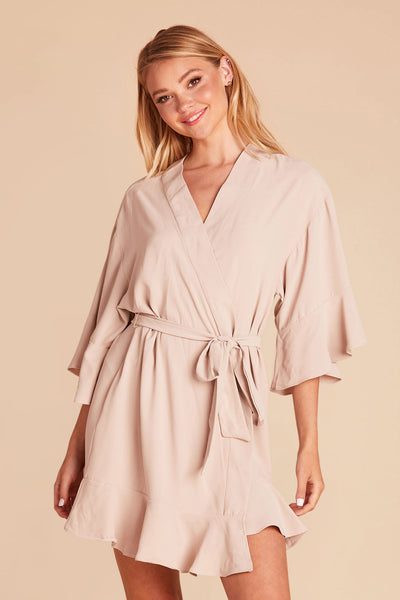 Taupe Kenny Ruffle Robe by BIrdy Grey