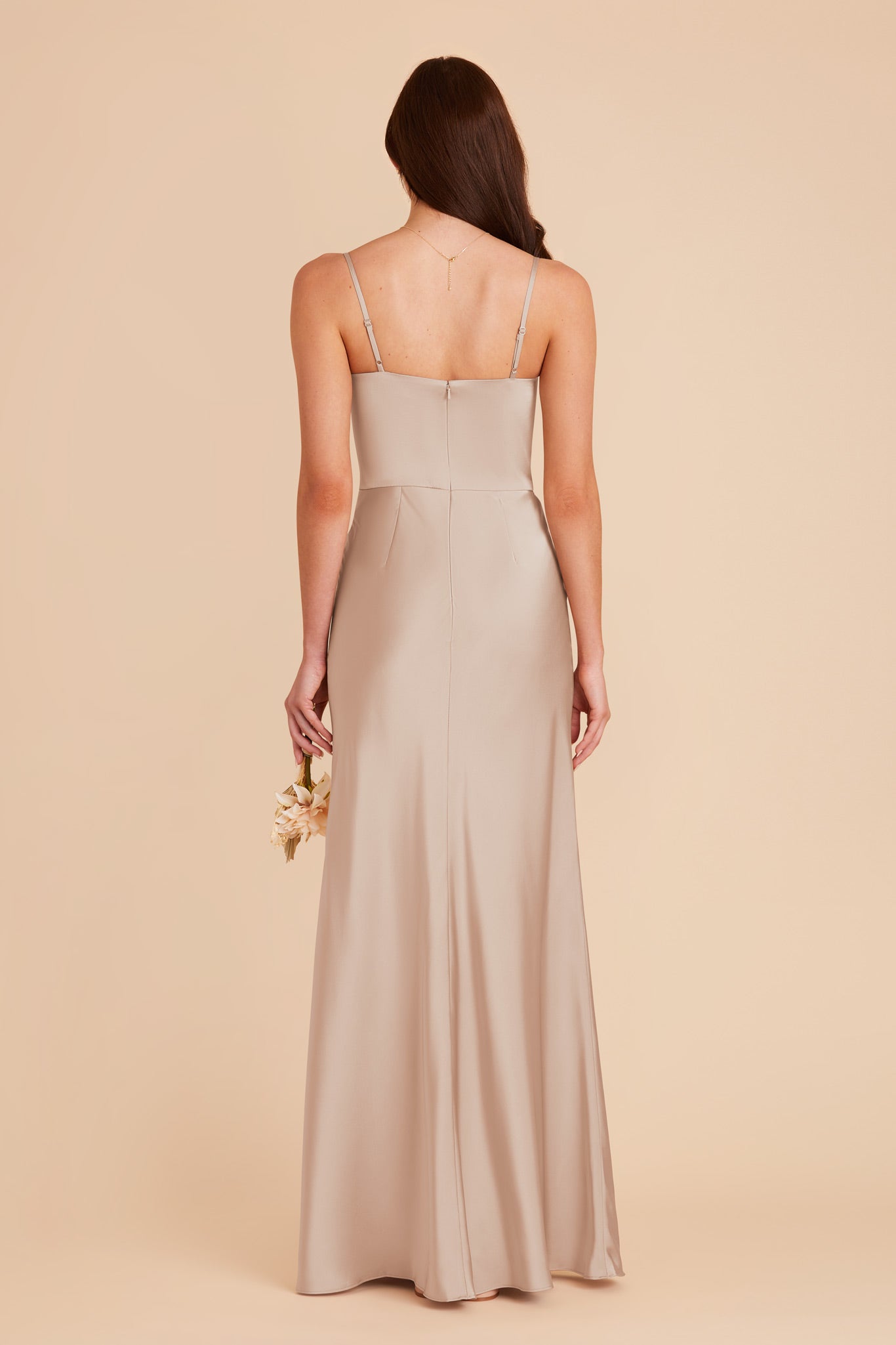 Taupe Mai Matte Satin Dress by Birdy Grey