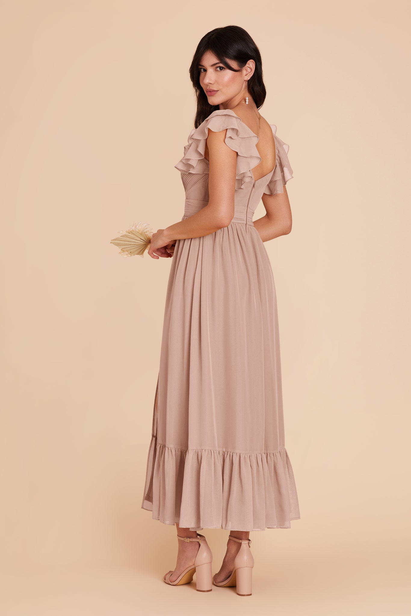 Taupe Michelle Chiffon Dress by Birdy Grey