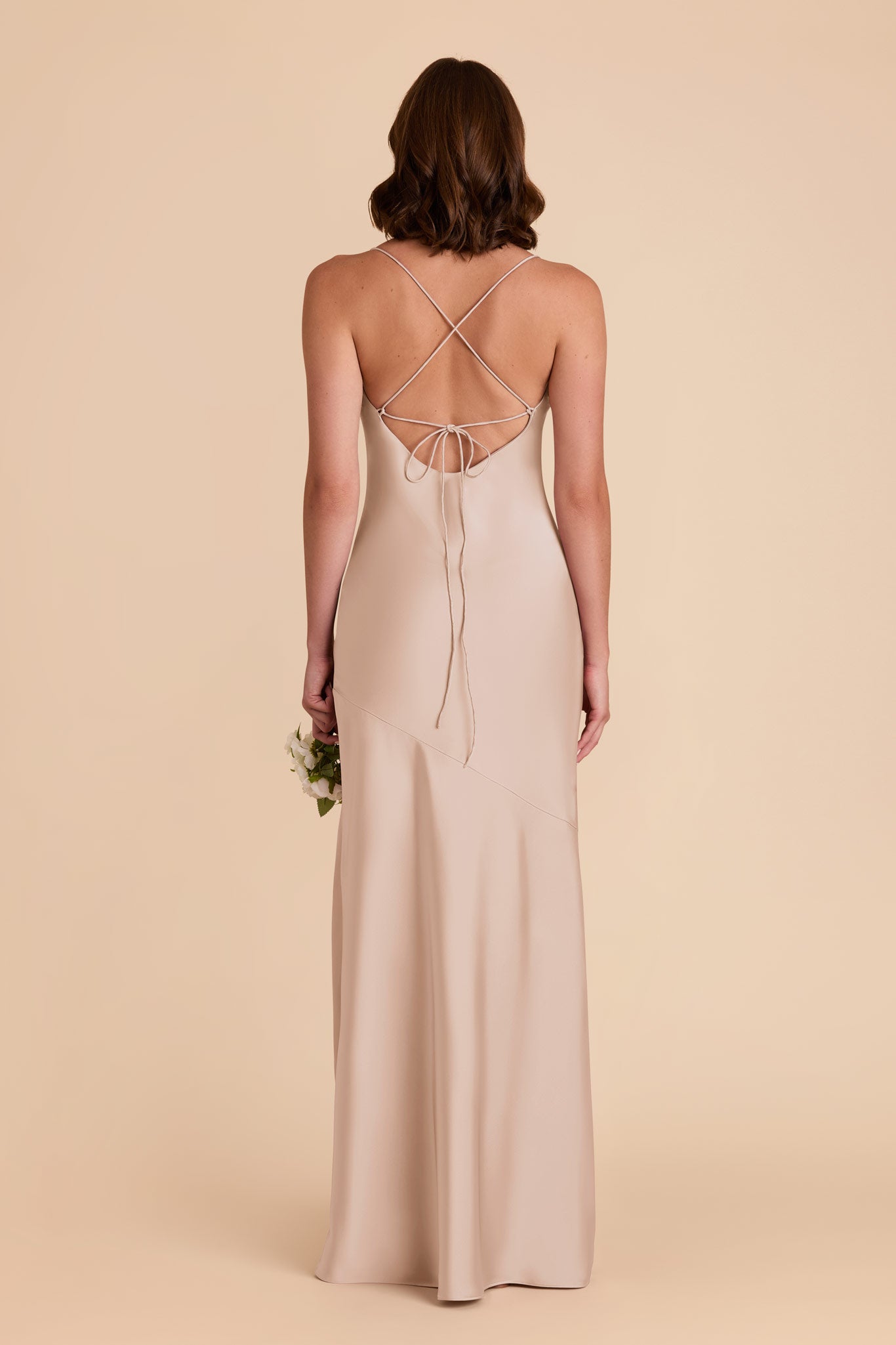 Taupe Olivia Matte Satin Dress by Birdy Grey