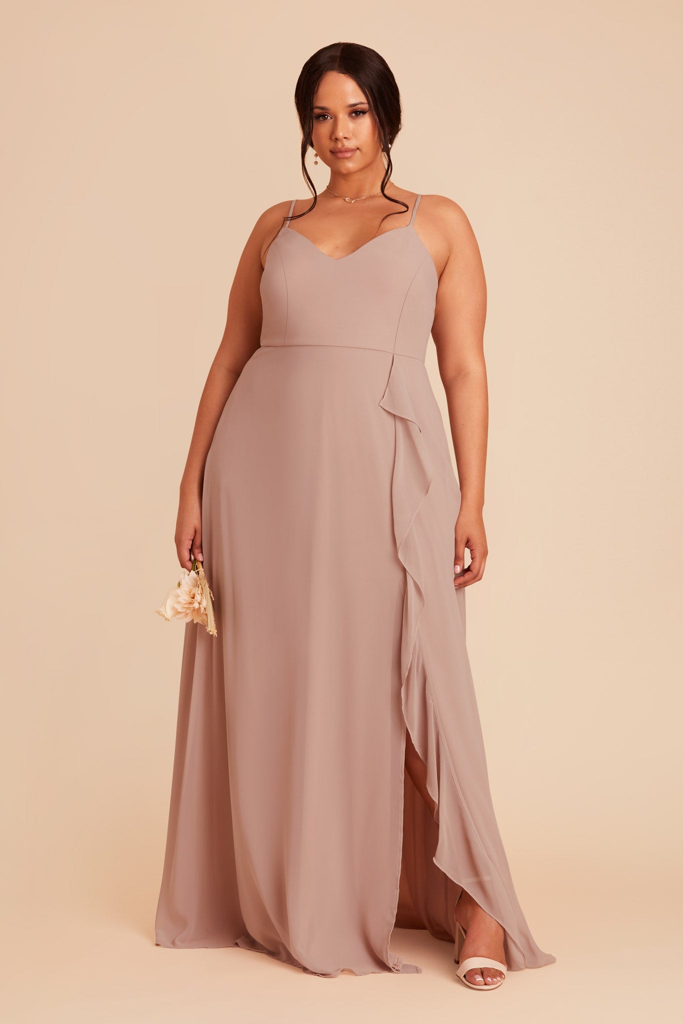 Taupe Theresa Chiffon Dress by Birdy Grey