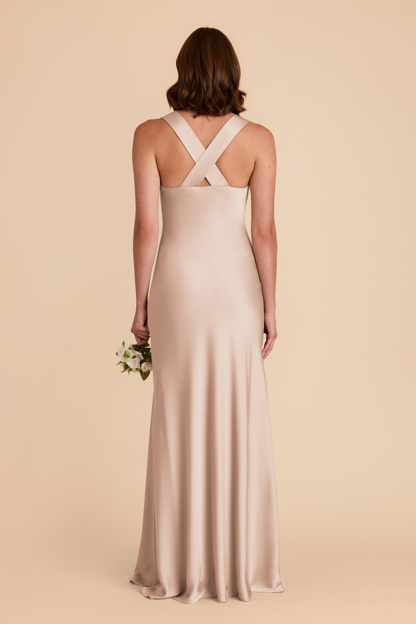 Taupe Veronica Matte Satin Dress by Birdy Grey