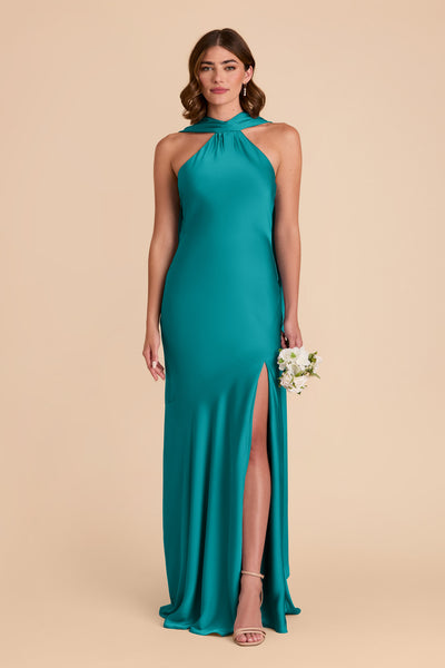 Teal Eileen Matte Satin Dress by Birdy Grey