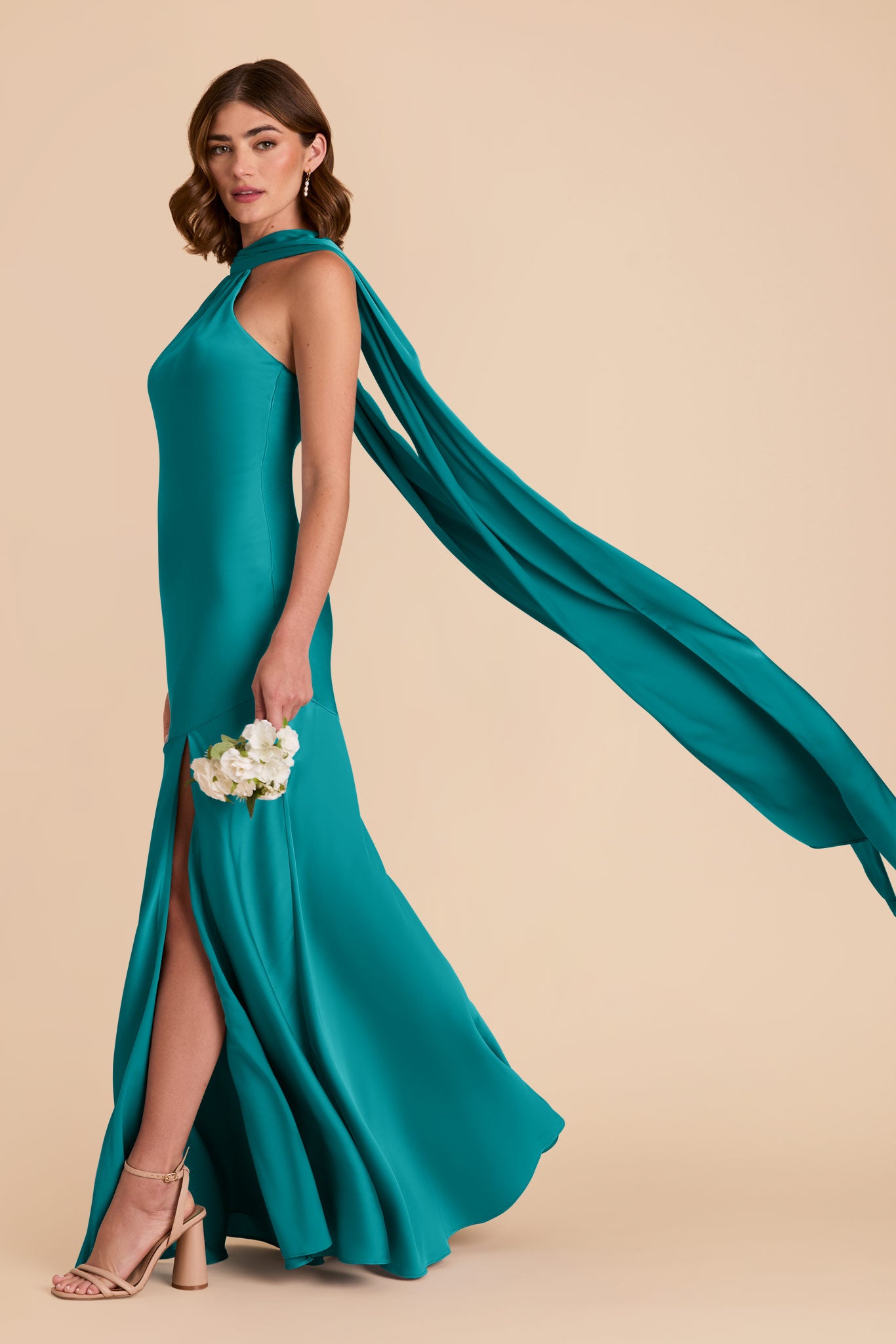 Teal Eileen Matte Satin Dress by Birdy Grey