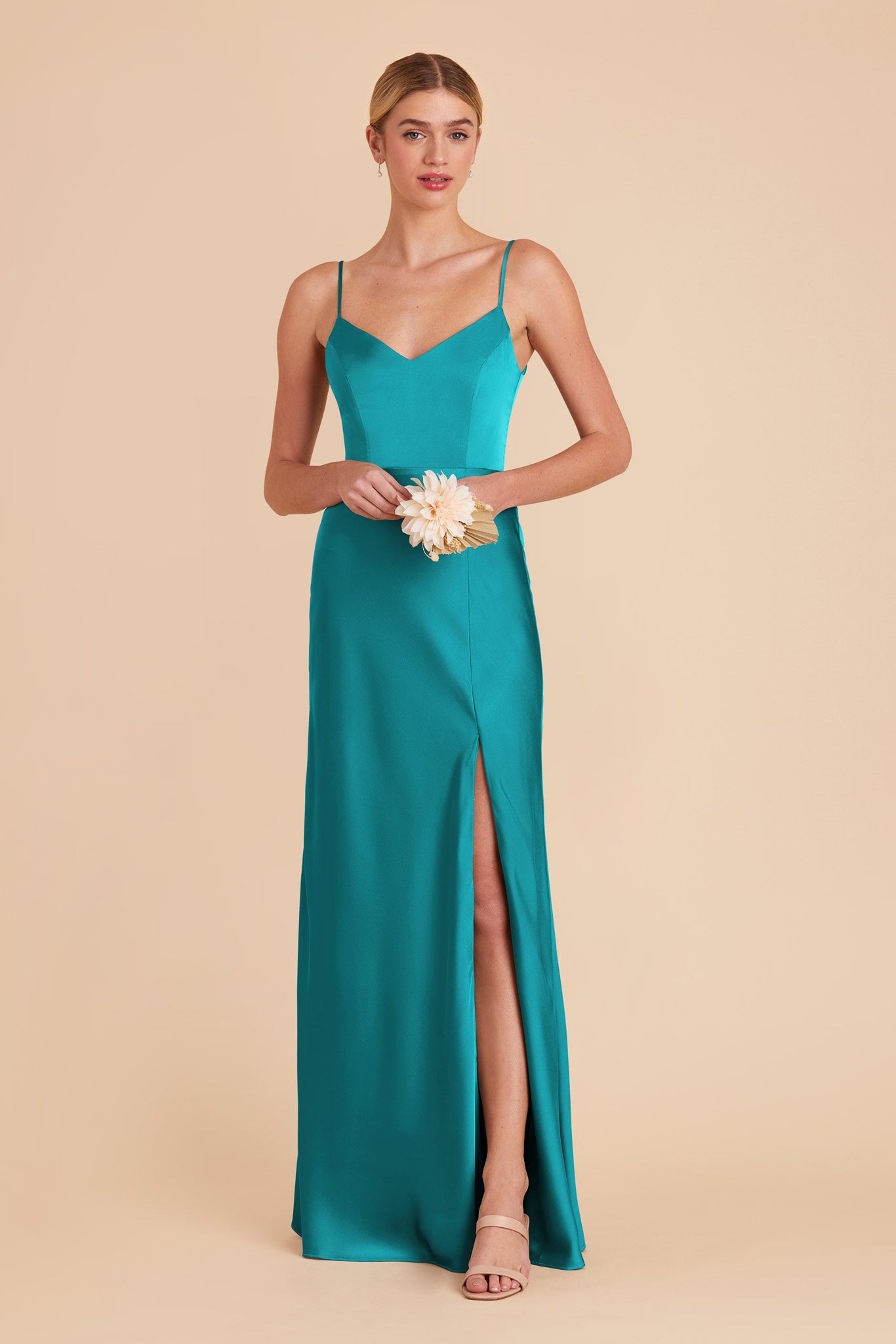 Teal Jay Matte Satin Dress by Birdy Grey