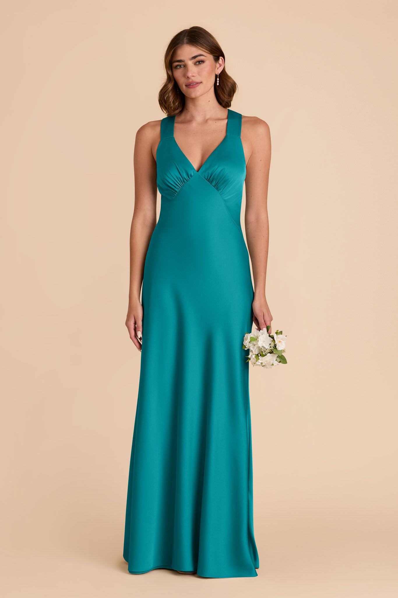 Teal Veronica Matte Satin Dress by Birdy Grey