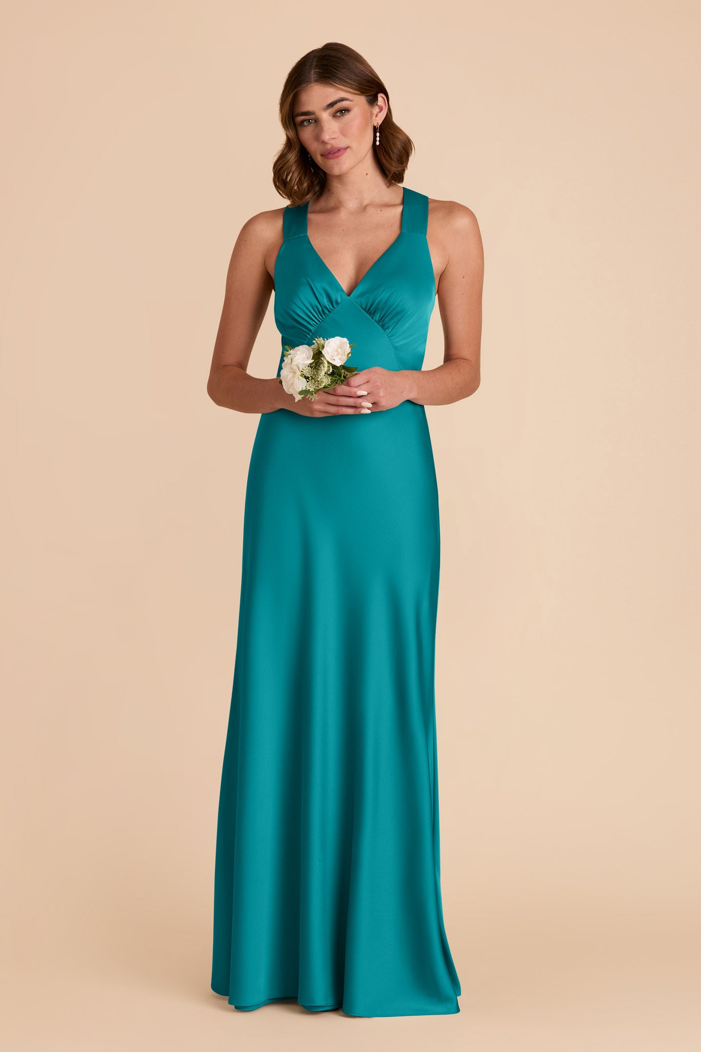 Teal Veronica Matte Satin Dress by Birdy Grey