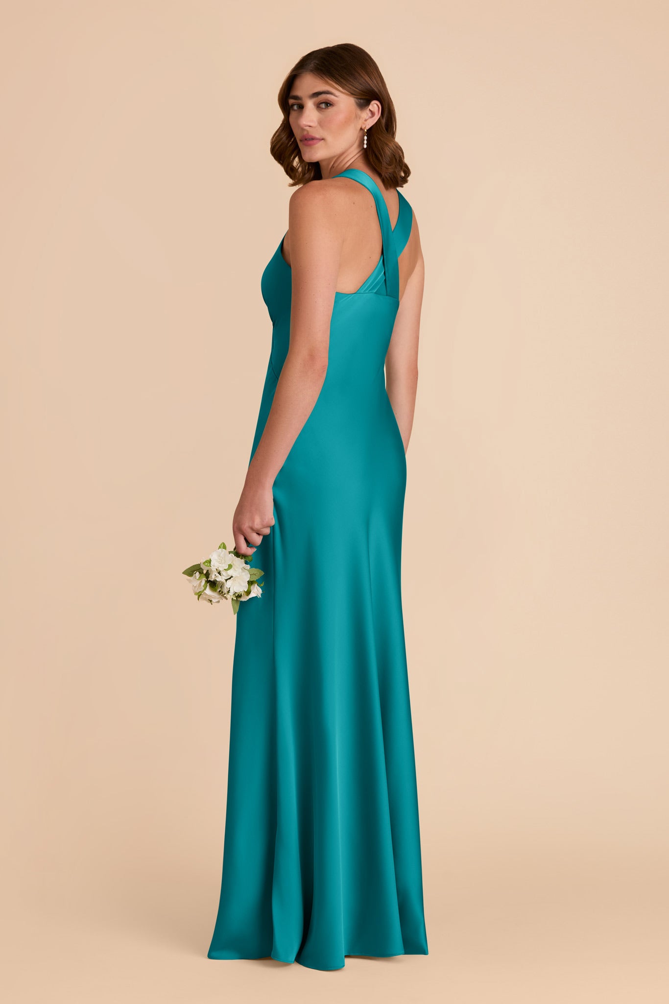 Teal Veronica Matte Satin Dress by Birdy Grey